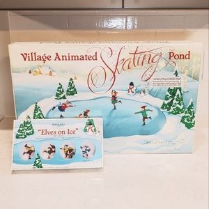 Dept 56 Village Animated Skating Pond (Includes Elves on Ice)